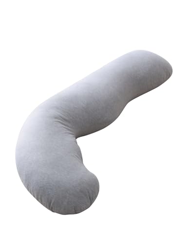 Momcozy J-Shaped Pregnancy Pillow with Jersey Cover Grey
