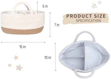 Mila Millie Cotton Rope Diaper Caddy 155x10x7 Inch