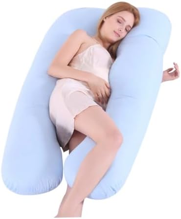 U-Shape Pregnancy Pillow Case - Sky Blue 4842 X 2559 Inches Zipper Design