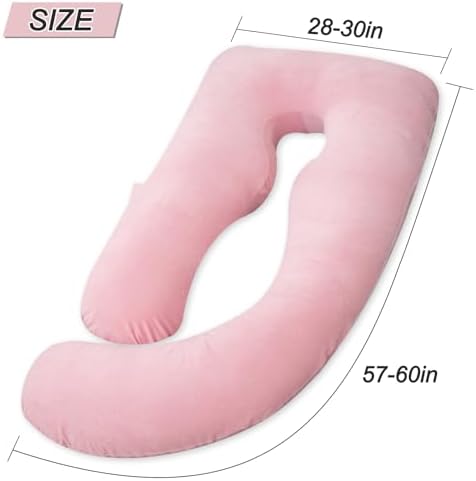 60 Inch U-Shaped Pregnancy Pillow with Velour Cover