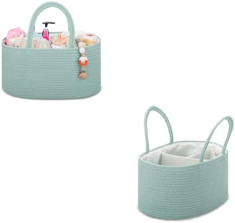 COMSE 2 Pack Baby Diaper Caddy Organizer Light Green
