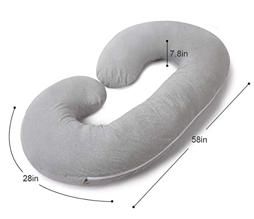 INSEN Pregnancy Pillow with Grey Jersey Cover