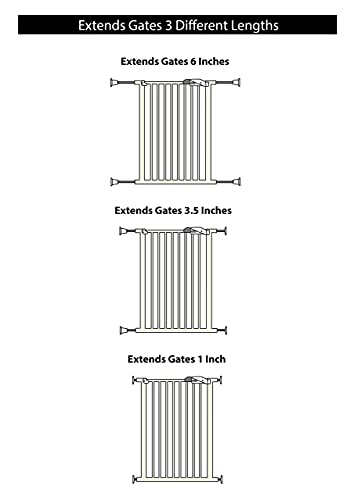 Wall Nanny Extender - 6 Inch Extension for Baby Gates 4 Pack Black