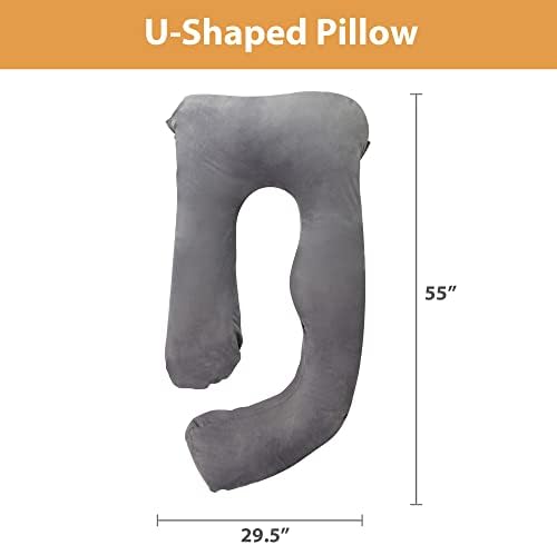 LONABR J-Shape Pregnancy Pillow with Velvet Cover