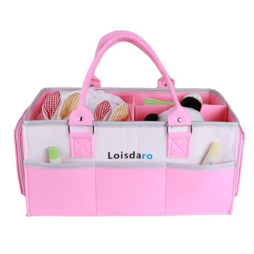 Loisdaro Baby Diaper Caddy with Handles and Dividers