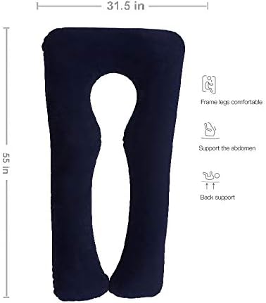 Updated 55 Inch Inflatable Pregnancy Pillow with Flocked Fabric
