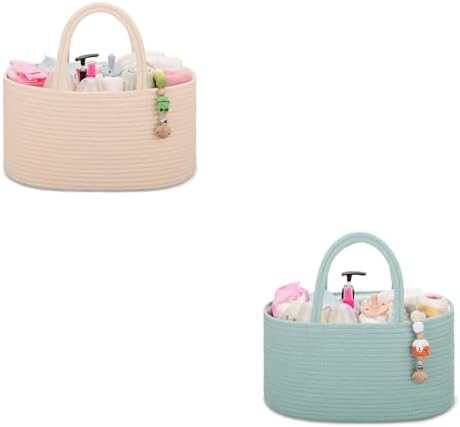 COMSE 2 Pack Baby Diaper Caddy Organizer with Dividers 1