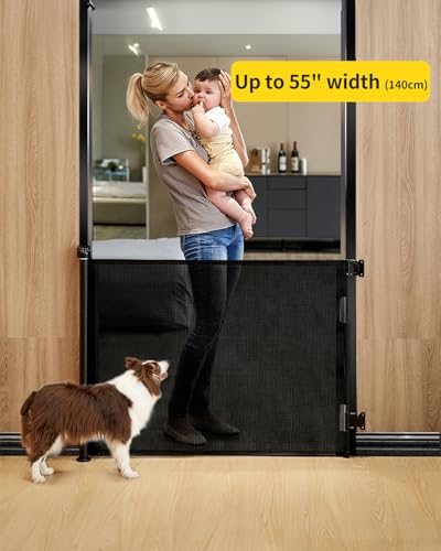 DEAR LOV Retractable Baby Gate - 33 Tall 55 Wide Black