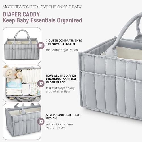Ankyle Starry Sky Grey Diaper Caddy Organizer with Handles