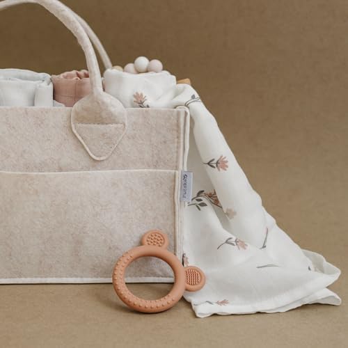 Putska Baby Diaper Caddy Organizer - Nursery Storage Basket Mocha Regular