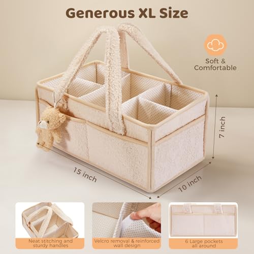 FIDOSTRIBE Baby Diaper Caddy with Handle and 11 Compartments 1