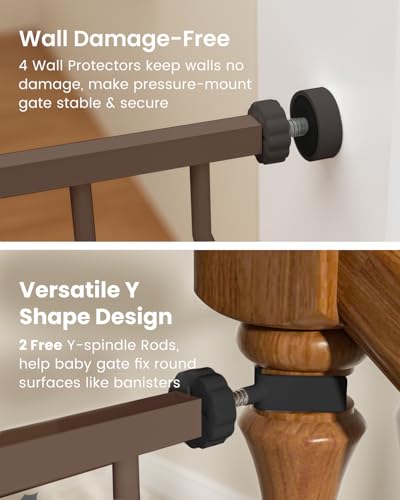 GROWNSY Baby Gate with Anti-Trip Pedal and V-Shaped Rods