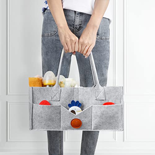 Maliton Diaper Caddy Organizer - Grey 15x9x7 Inch Felt Material 8 Pockets
