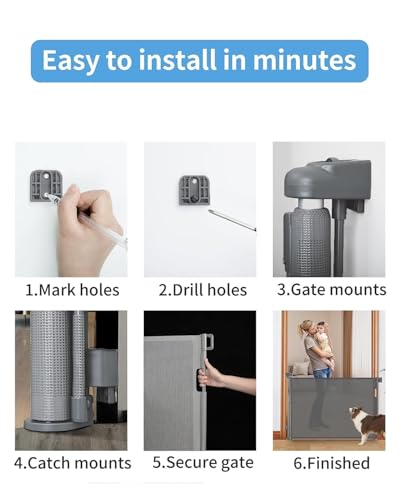Veraste Retractable Baby Gate 33x55 Grey