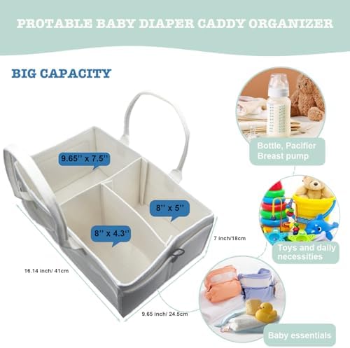 KAKKOII Baby Diaper Caddy with Handle and Pockets
