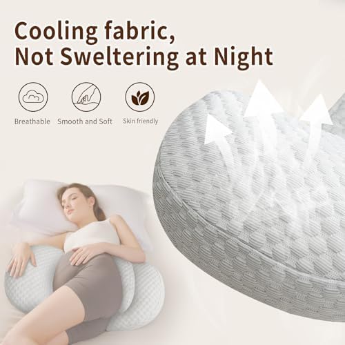 Cococu Cooling Pregnancy Pillow with Adjustable Wedge Support - Grey