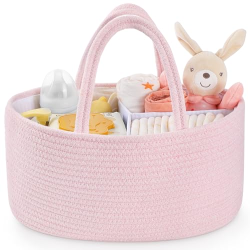 Maliton Baby Diaper Caddy Organizer with Cotton Rope Basket 1