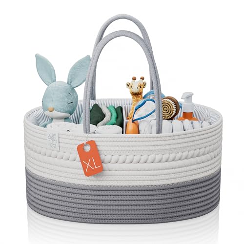 KiddyCare Woven Diaper Caddy Organizer Gray X-Large