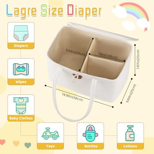 OIAHOMY Diaper Caddy Organizer for Baby White