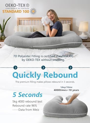 Meiz Cooling Maternity Pillow Grey 55 Inch U Shaped