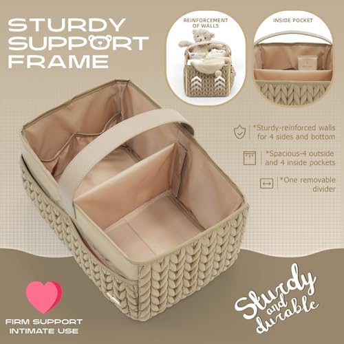 LUKJOJO Baby Diaper Caddy Organizer Beige