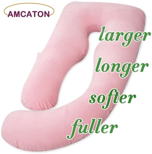 60 Inch U-Shaped Pregnancy Pillow with Velour Cover