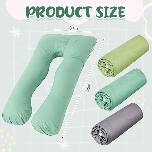 Hahafelt 3 Pcs Cotton Pregnancy Pillow Cover U Shaped