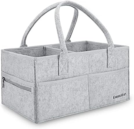 Runsabay Grey Large Diaper Caddy Organizer for Baby