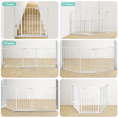 COMOMY 80 Baby Gate with Auto Close and 3 Metal Panels
