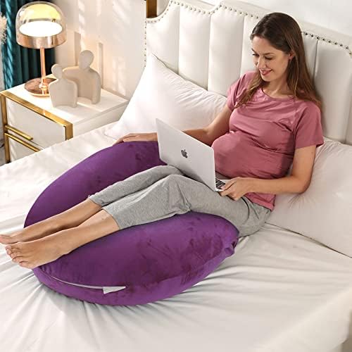 BATTOP Pregnancy Pillow with Dark Purple Cover 1