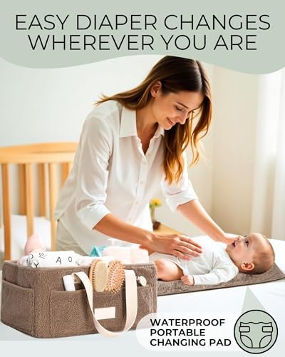 Toodly Baby Diaper Caddy with Changing Mat Organizer