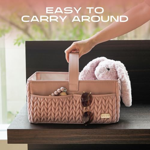 LUKJOJO Dusty Rose Diaper Caddy with Handle