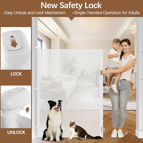 60 Inch Tall Retractable Pet Gate - Jump Proof 5ft Dog Cat Barrier