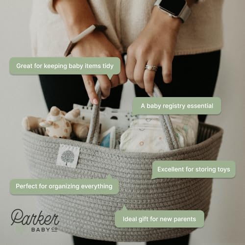 Parker Baby Rope Diaper Caddy - Gray 1