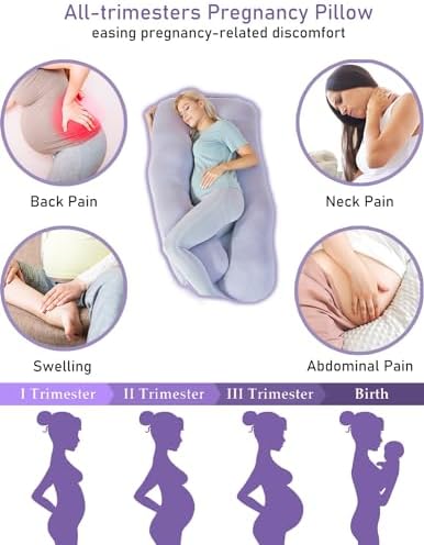 MISERRO Cooling Pregnancy Pillow with Bamboo Rayon Cotton Blend