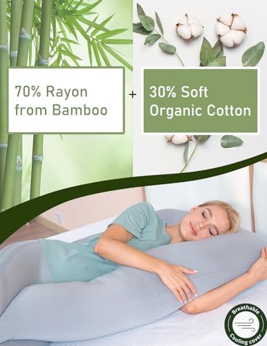 MISERRO Cooling Pregnancy Pillow with Bamboo Rayon Cotton Blend
