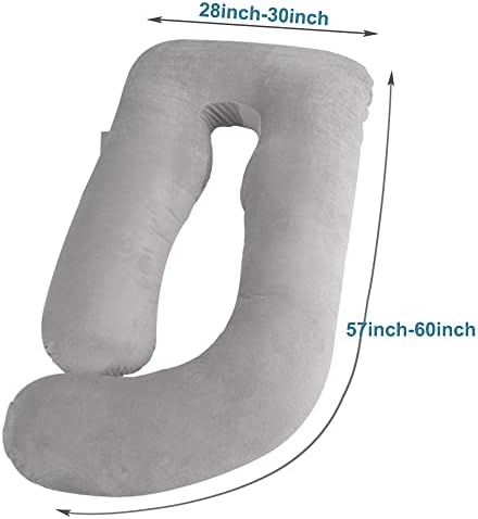 AMCATON U-Shaped Pregnancy Pillow Cover Velour Fabric Removable Washable