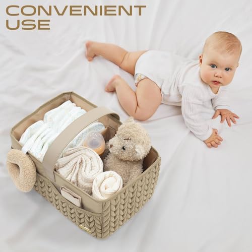 LUKJOJO Baby Diaper Caddy Organizer Beige