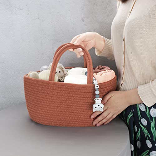 XUANGUO Rustic Cotton Rope Diaper Caddy Organizer