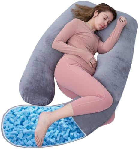 AS AWESLING Shredded Memory Foam U-Shaped Body Pillow with Velvet Cover