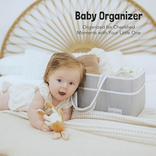 Lily Miles 2 Baby Diaper Caddy Organizers - Large Mint Blush 1