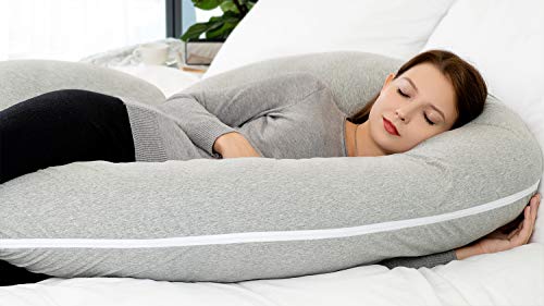 INSEN Pregnancy Pillow with Grey Jersey Cover