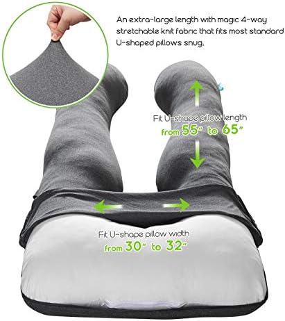 COSMOPLUS U-Shaped Full Body Pillow Case Heather Grey 1