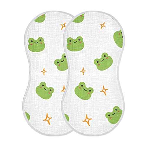 WELLDAY Muslin Burp Cloth Set of 1 Soft Absorbent Cute Frog