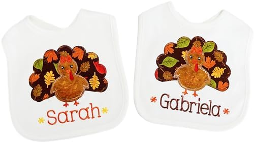Thanksgiving Baby Girl Bib with Custom Name