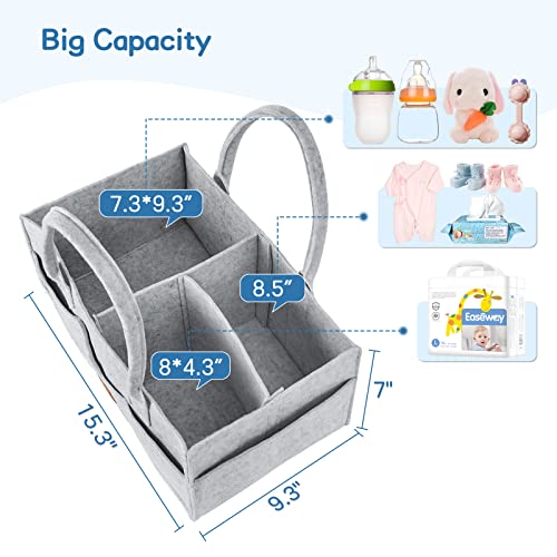Maliton Diaper Caddy Organizer - Grey 15x9x7 Inch Felt Material 8 Pockets