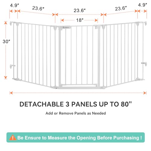 COMOMY 80 Baby Gate with Auto Close and 3 Metal Panels