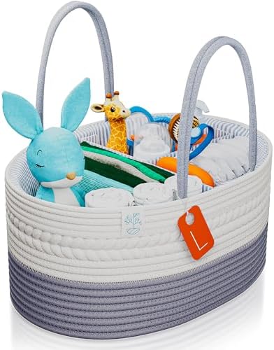 PILPOC Grey Diaper Caddy Organizer for Baby Boy or Girl