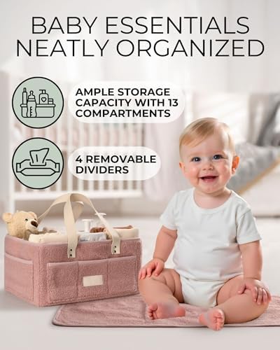 Toodly Baby Diaper Caddy Organizer with Changing Mat