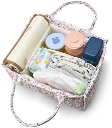 MOMIGO Floral Diaper Caddy Organizer - Pink